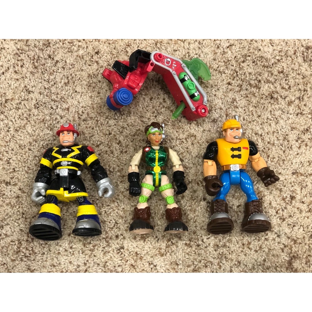 Fisher Price Rescue Hero's - Lot of 3 with one backpack accessory